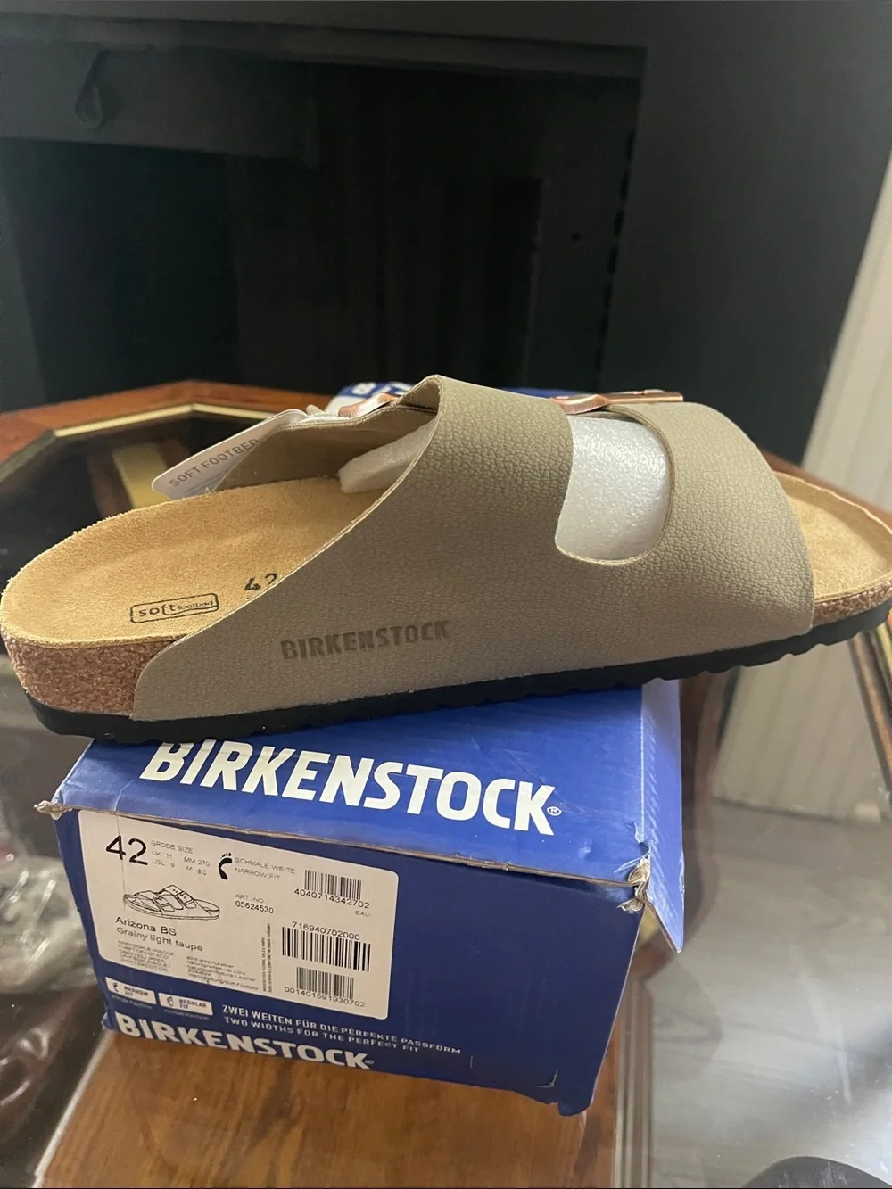 Birkenstock Arizona Two-Buckle Sandal in Olive with Copper Hardware